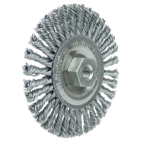 Weiler Mini Roughneck 4" Wire Wheel, .020" Steel Fill, 3/8"-24 UNF Nut 13128